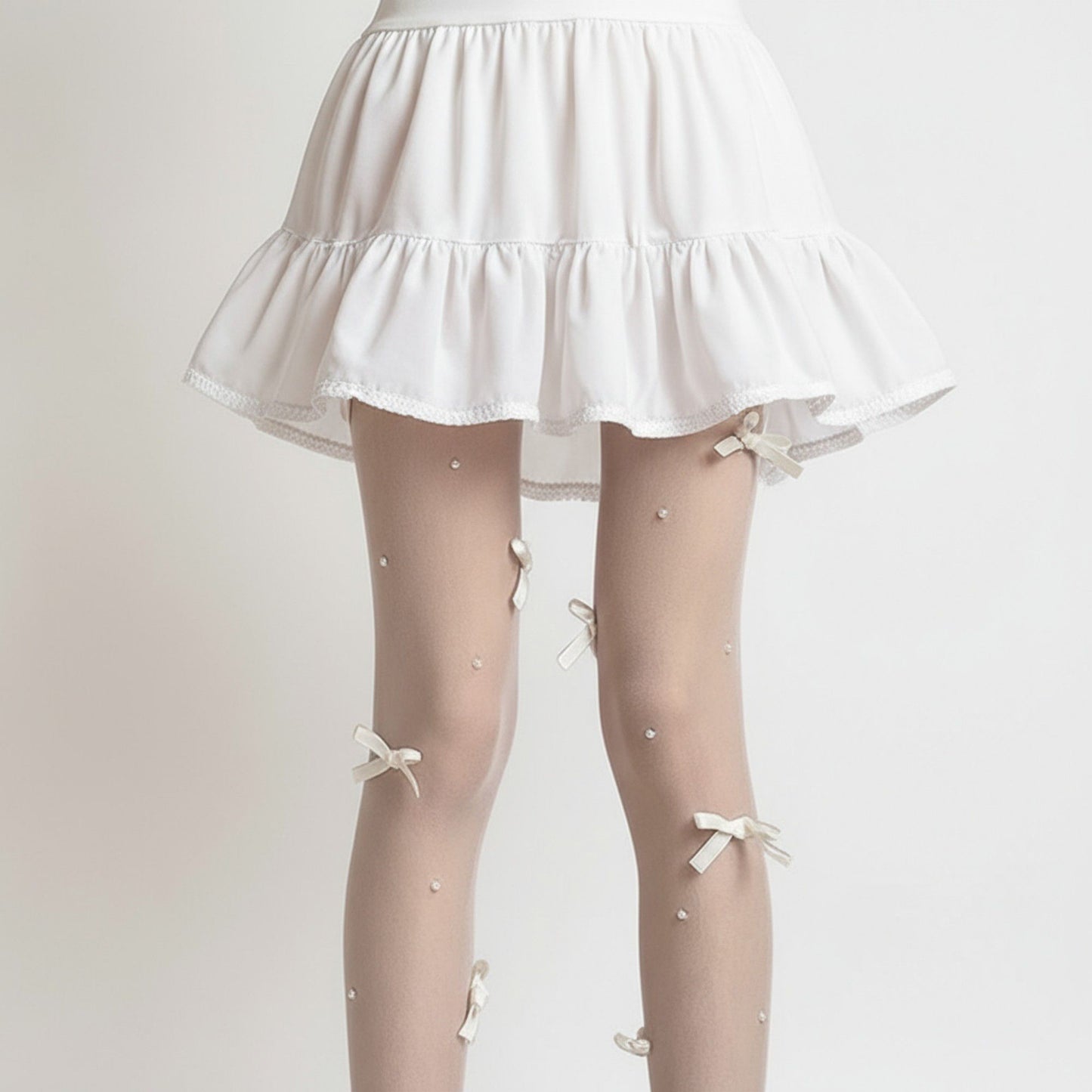 Sheer Tights with Bow Accents and Polka Dot Embellishments