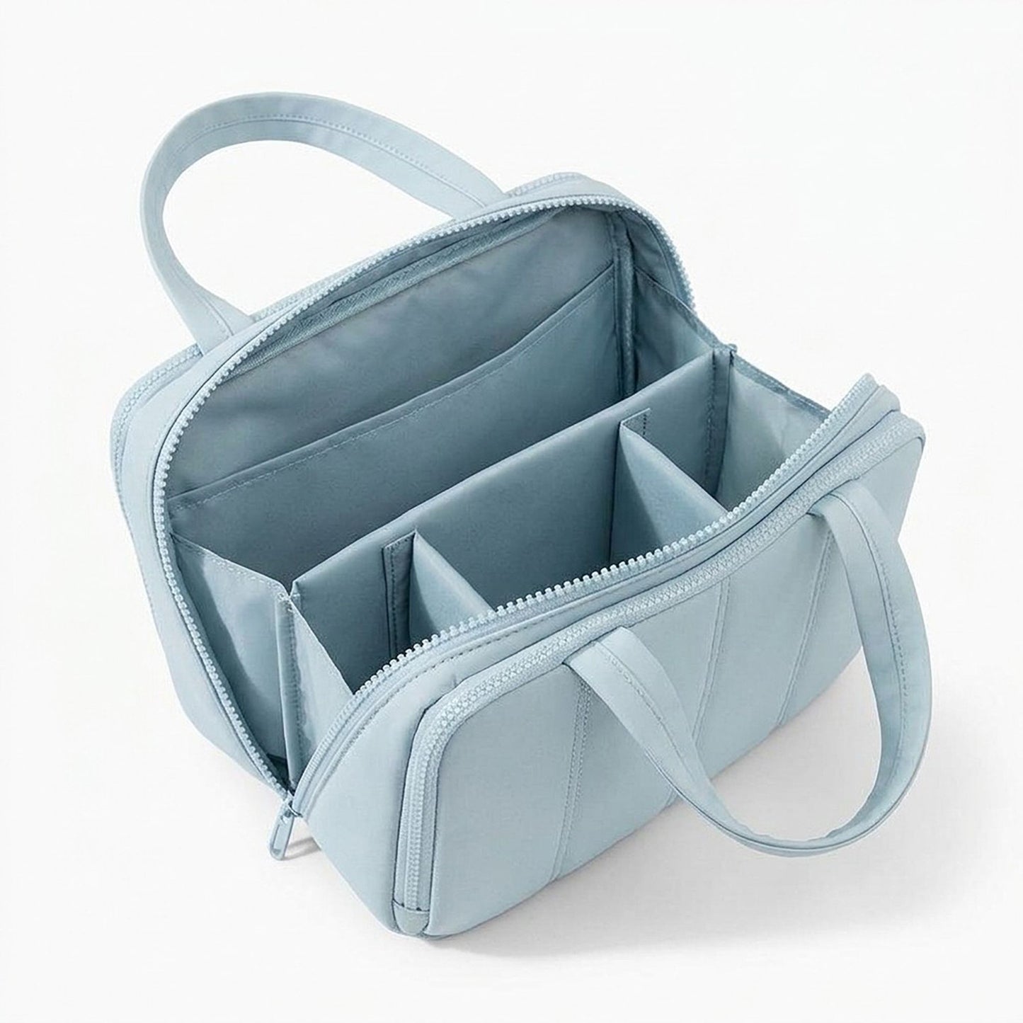 Travel Makeup Bag with Dividers and Carry Handles