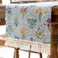 Beige Multicolor Floral Woven Table Runner with Tassel Fringe 13.8x47.2in