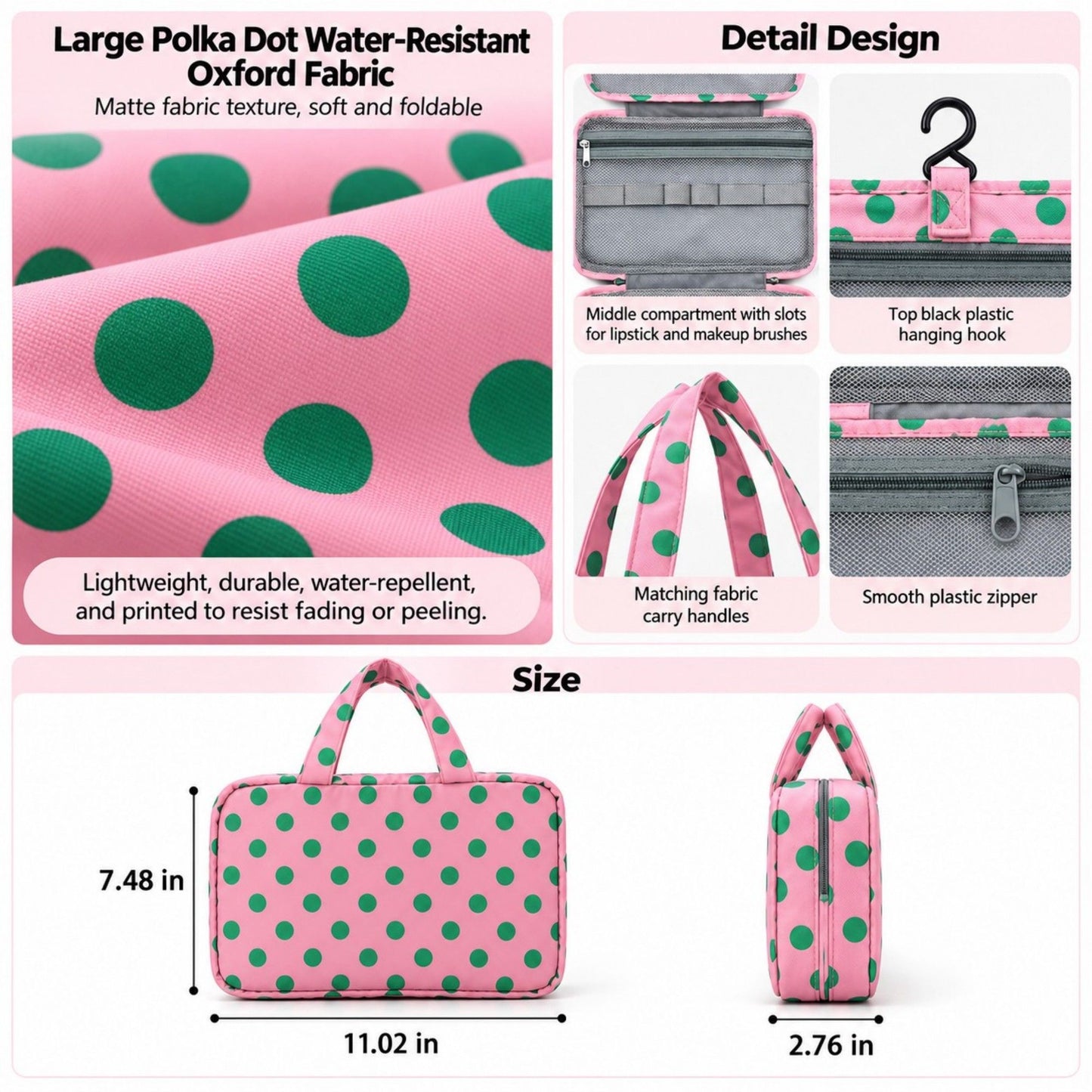 Hanging Toiletry Bag with Hook and Makeup Organizer