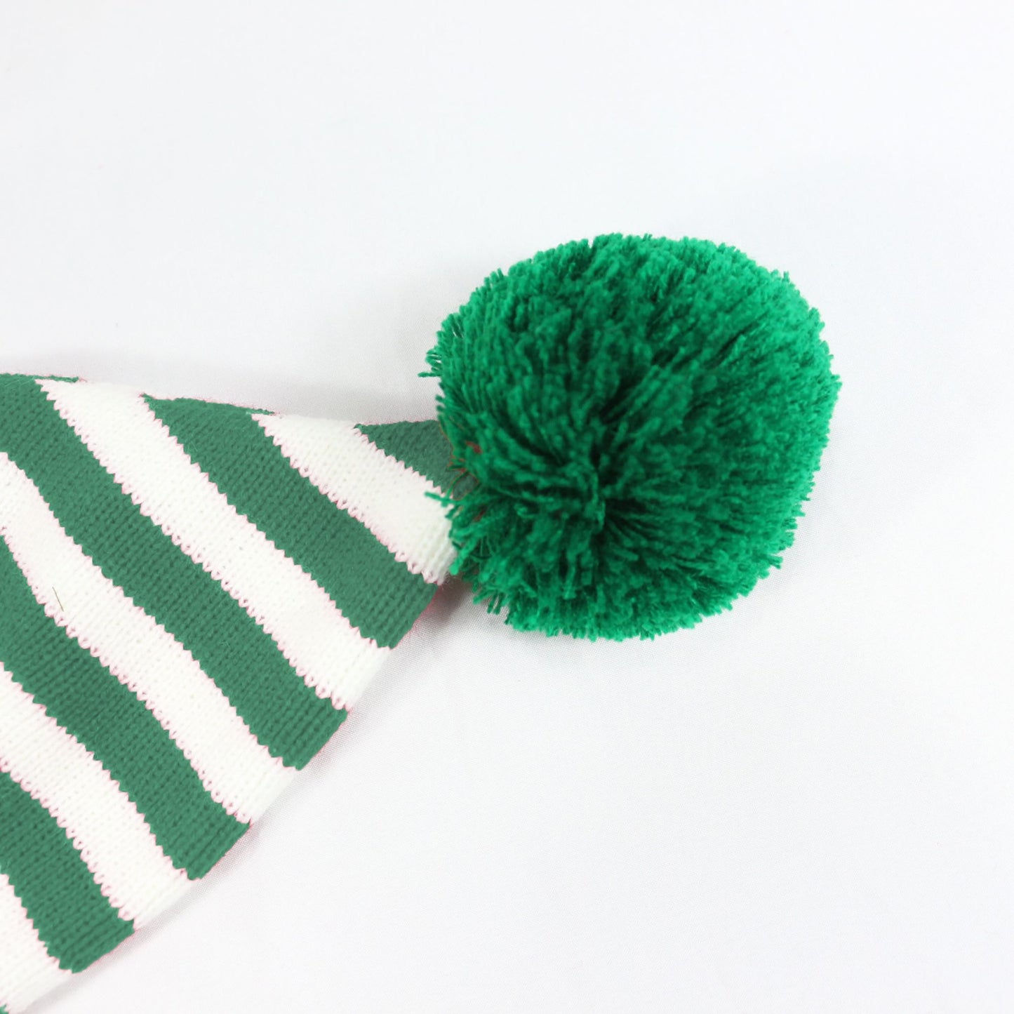 Christmas Elf Striped Knit Hat Striped Beanie with Pom-Pom & Elf Ears for Holiday Parties & Festive Decor