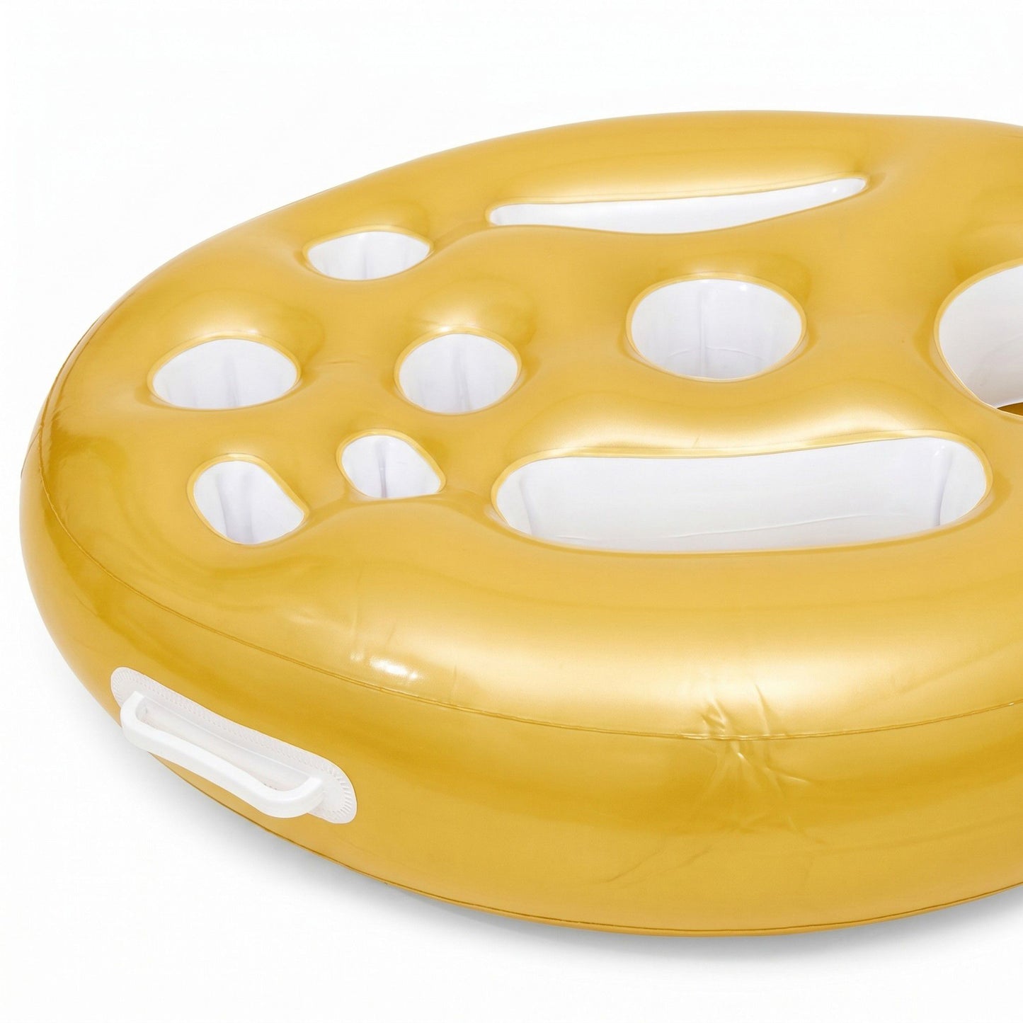 Gold Inflatable Pool Serving Float with Cup Holders and Snack Trays