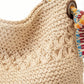 Crochet Shoulder Bag with Woven Strap Textured Knit Hobo Handbag Slouchy Boho Tote Lightweight Everyday Carryall