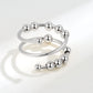 Women's Beaded Wrap Ring Adjustable Layered Ball Detailing Modern Minimalist Jewelry Accessory 0.4in