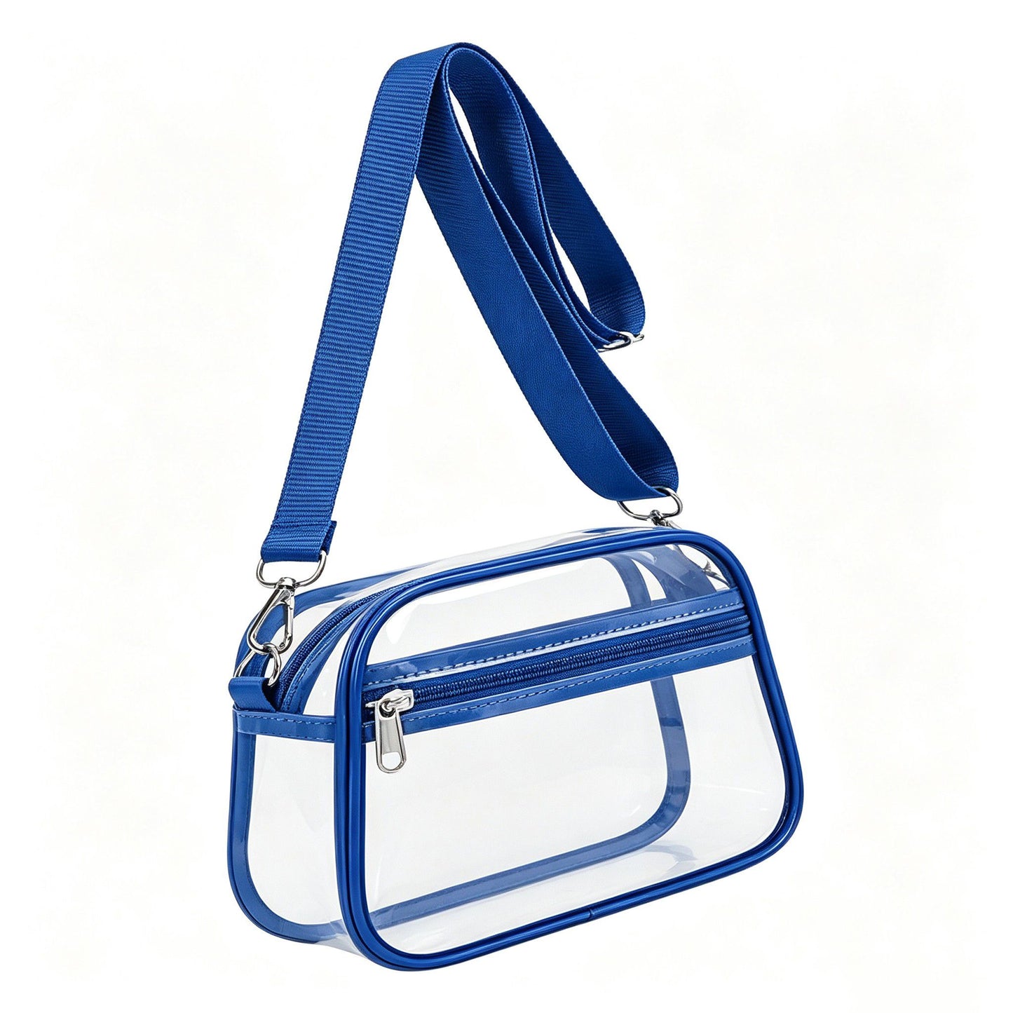 Clear Stadium Crossbody Bag with Front Zipper Pocket, Adjustable Strap and Medium Transparent Design
