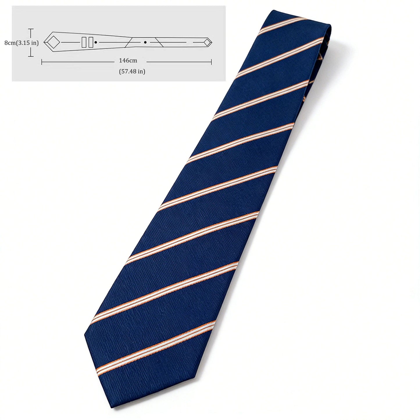 Men's Polyester Filament Tie with White Diagonal Stripes - Formal/Casual Necktie for Business, Weddings & Daily Wear