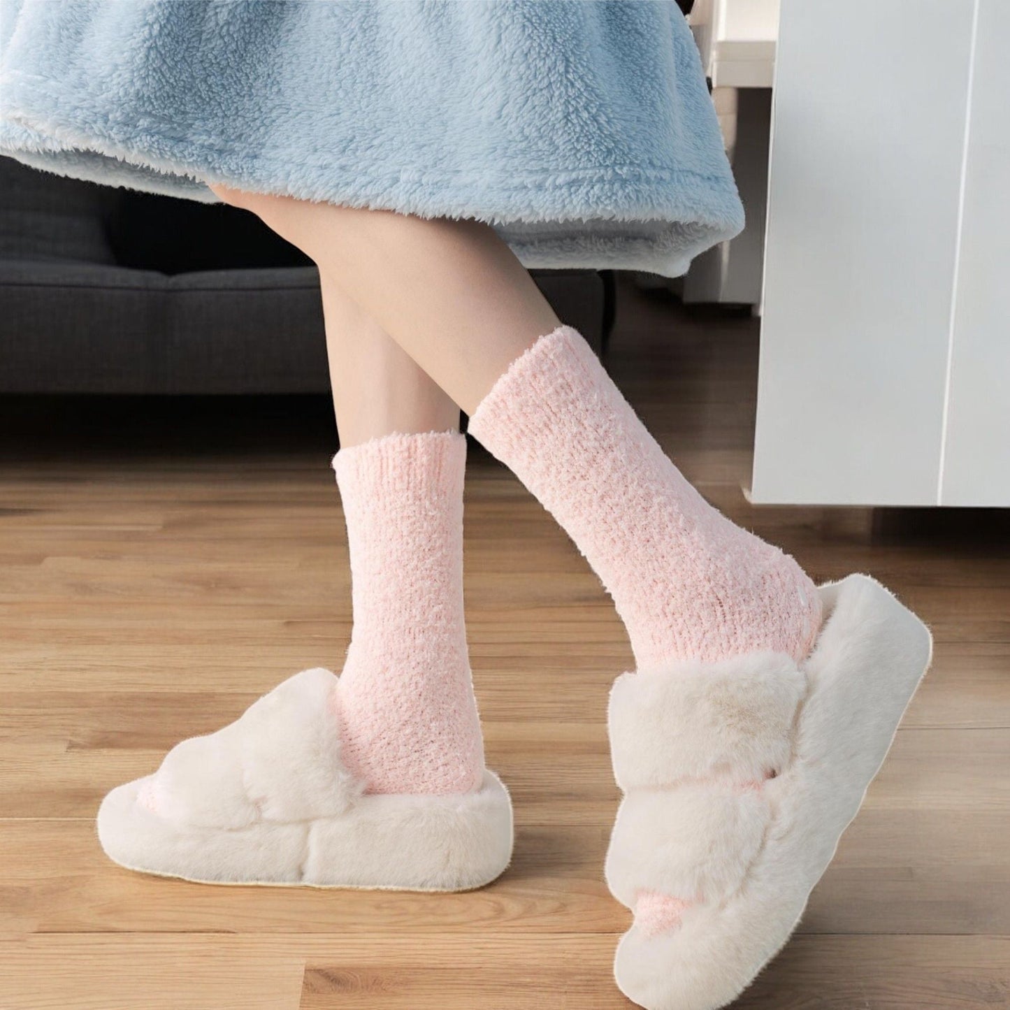 Women's 3-Pack Anti-Slip Fuzzy Grip Socks for Cozy Indoor Comfort
