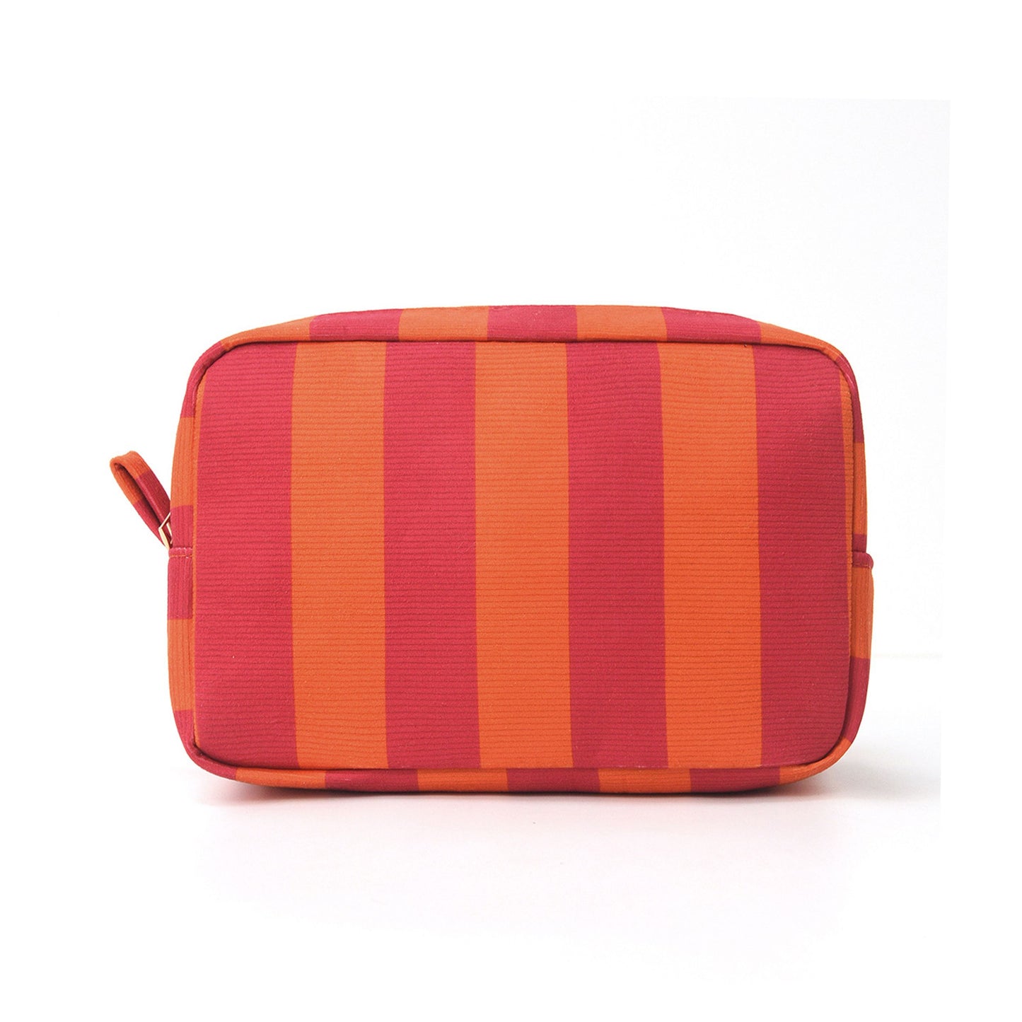 Striped Corduroy Cosmetic Pouch Makeup Bag with Zip Closure