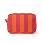 Striped Corduroy Cosmetic Pouch Makeup Bag with Zip Closure