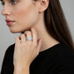Women's Cushion Halo Engagement Ring with Round Cut Center Stone and Triple Band Design