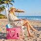 Large Mesh Beach Tote Bag with Exterior Pockets and Shoulder Handles