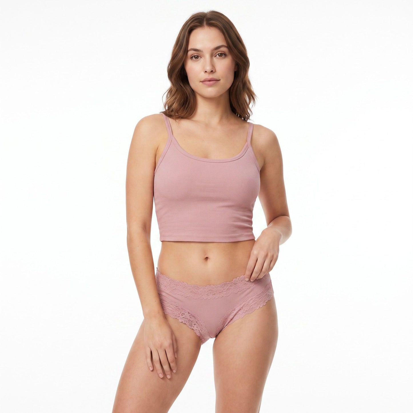 2 Pack Ribbed Floral Lace Hipster Underwear