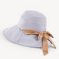 Wide Brim Sun Hat with Bow Accent Stitched Crown and Soft Structured Brim