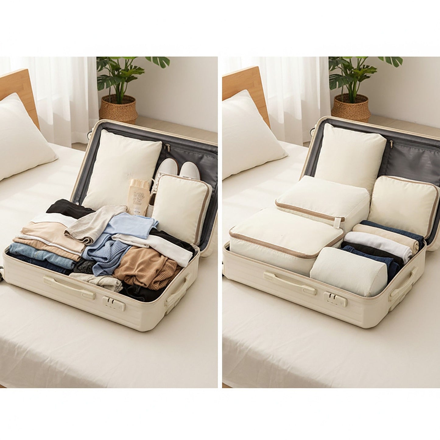 Travel Packing Cube Set Lightweight Zipper Storage Bags Luggage Organizer Multi Size Clothing Packing Set