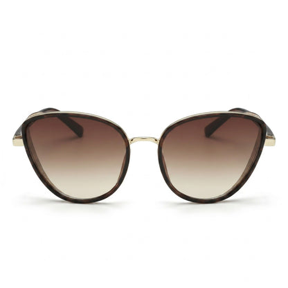 Cat Eye Oversized Round Sunglasses with Gradient Lens and Tortoise Frame