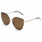 Oversized Round Cat Eye Sunglasses with Gradient Brown Lenses and Fashionable Metal Accents