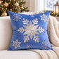 Snowflake Embroidered Decorative Throw Pillow Cover (Single Piece)