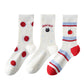 Womens Cute Cartoon Embroidered Crew Socks 3-Pair Pack Fun Patterned Cotton Knit Soft and Stretchy Casual Style
