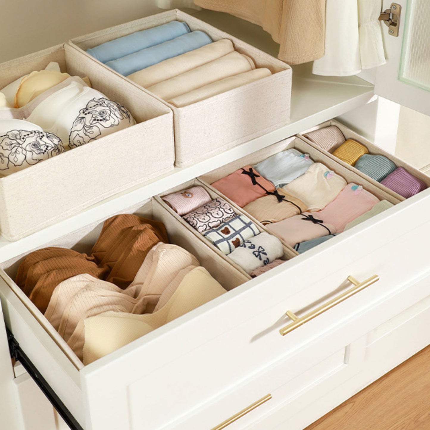 Drawer Organizer Storage Box Foldable Closet Bin Fabric Storage Basket for Dresser Shelves