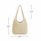 Woven Straw Tote Bag Large Capacity Zip Top Shoulder Carryall with Interior Pocket