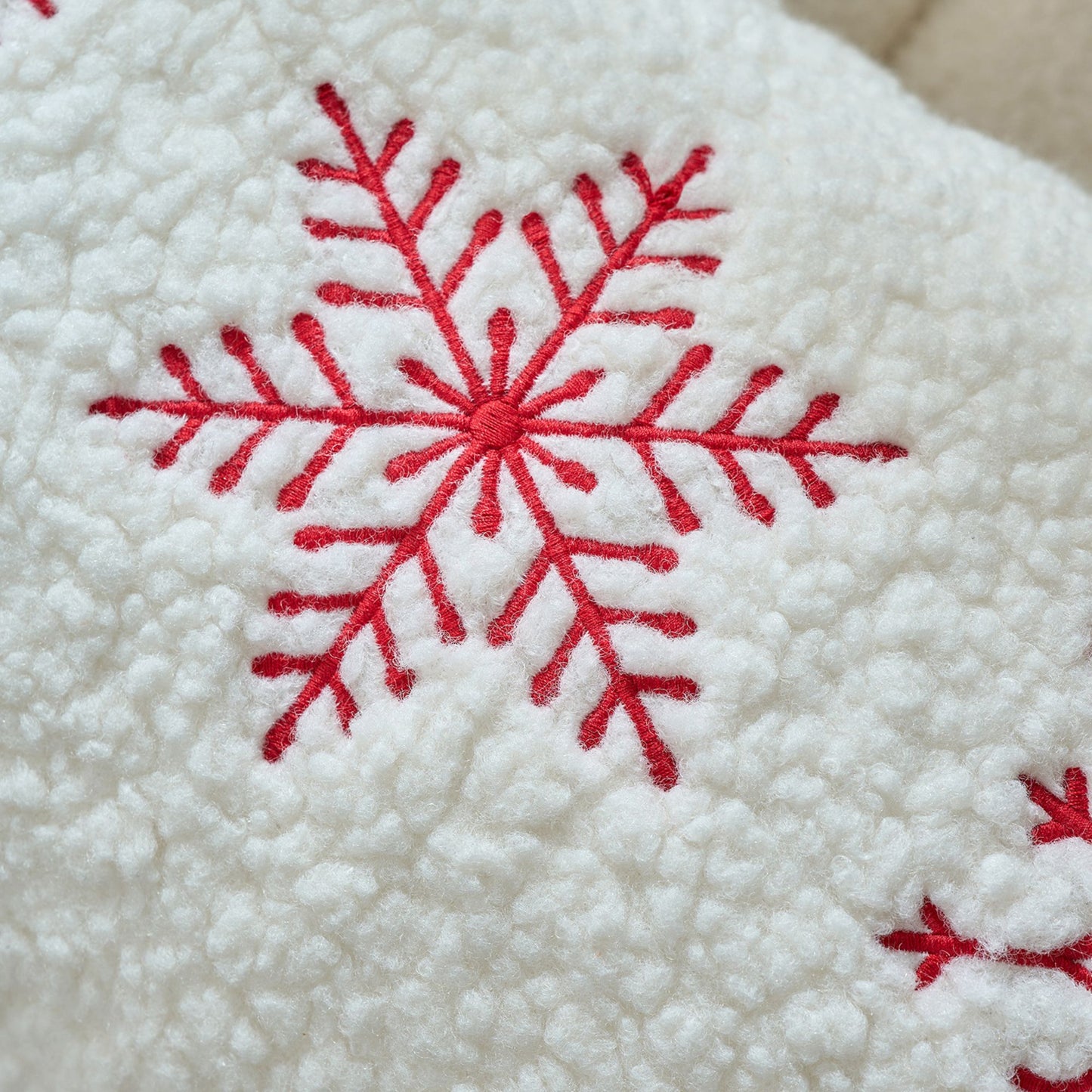 Christmas Plush Textured Lumbar Pillow Cover Gingerbread Snowflake Holiday Decor for Sofa Bed