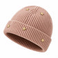 Star Stud Ribbed Knit Beanie Cuffed Winter Hat