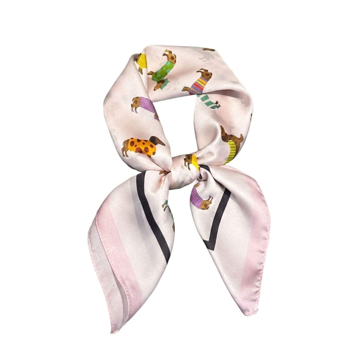 Cute Dachshund Print Satin Feel Square Neck Scarf Fashion Hair Scarf Bandana 25.5¡Á25.5 Inches