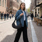 Polka Dot Ruched Shoulder Bag with Soft Slouchy Shape