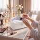 Womens Soft Textured Cosmetic Bag Zipper Makeup Toiletry Organizer