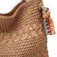 Crochet Shoulder Bag with Woven Strap Textured Knit Hobo Handbag Slouchy Boho Tote Lightweight Everyday Carryall