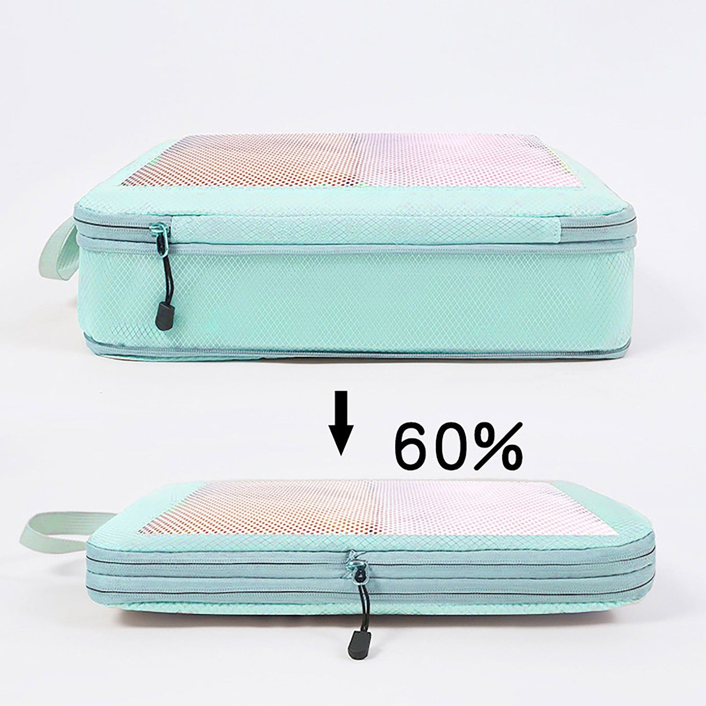 Travel Packing Cubes Set with Mesh Front Panel Zipper Storage Bags Lightweight Luggage Organizer Multi Size Set