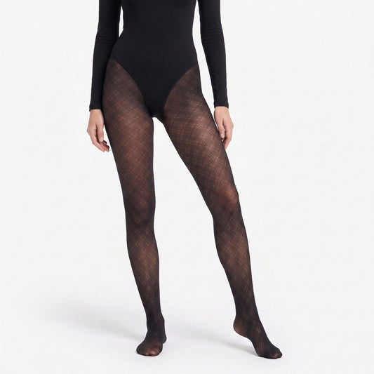 2-Piece Plaid Pattern Sheer Tights