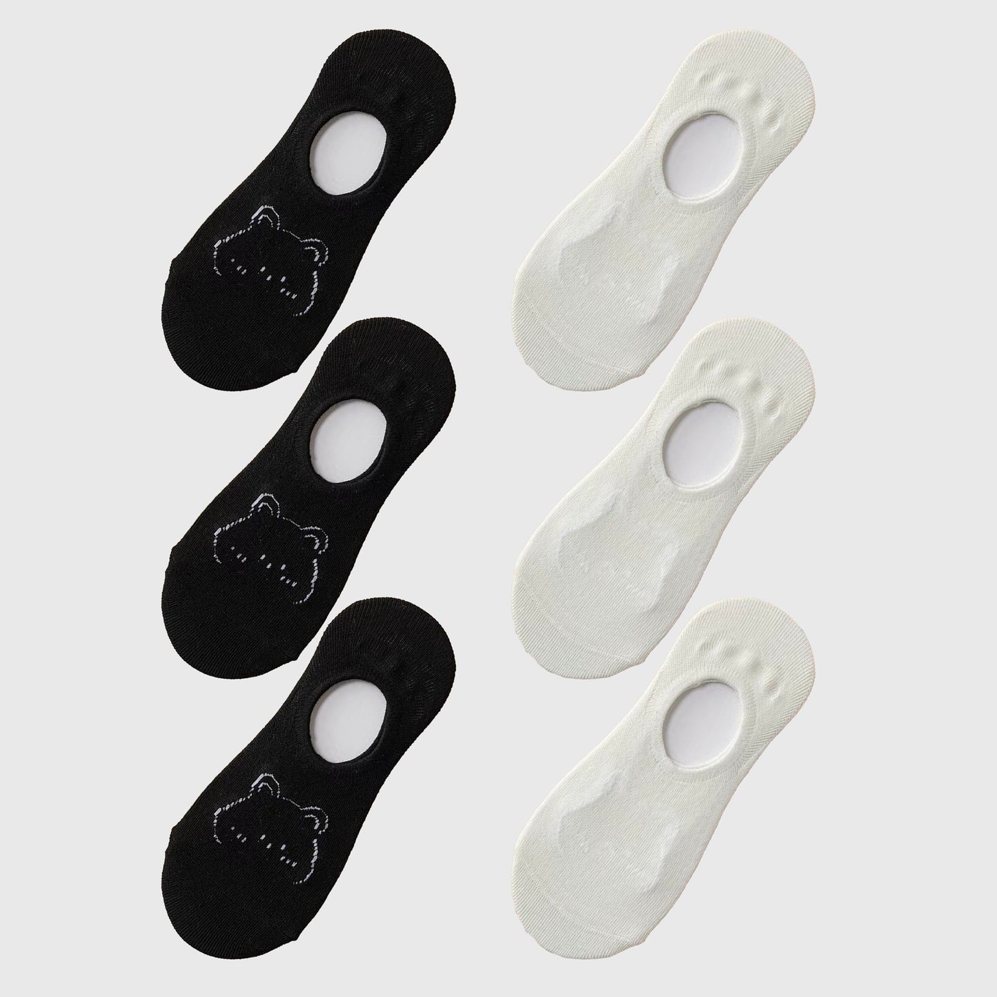 Non-slip No Show Socks 6pk Invisible Liner Adorable Bear