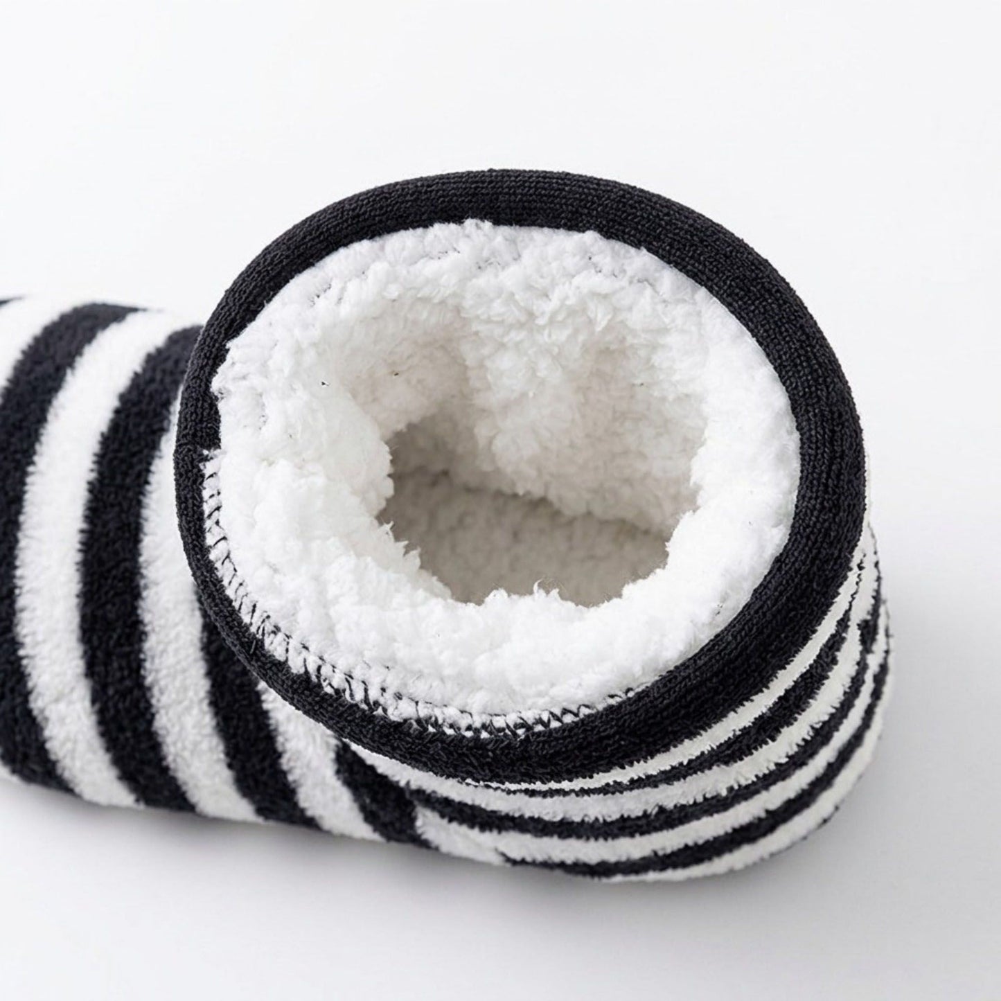 Striped Fuzzy Slipper Boots  US 5-10.5