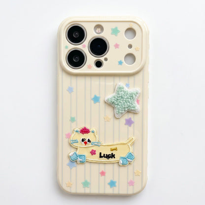 Dog Patch Star Phone Case Textured Back Raised Camera Edge Decorative Cover