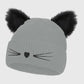 Cat Ear Knit Beanie - Faux Fur Ears with Valentine Heart Whisker Embroidery for Cute Casual Winter Wear