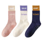 3-Pair Set Mid-Calf Grip Socks with Cushioned Soles and Motivational Text for Yoga Pilates Fitness