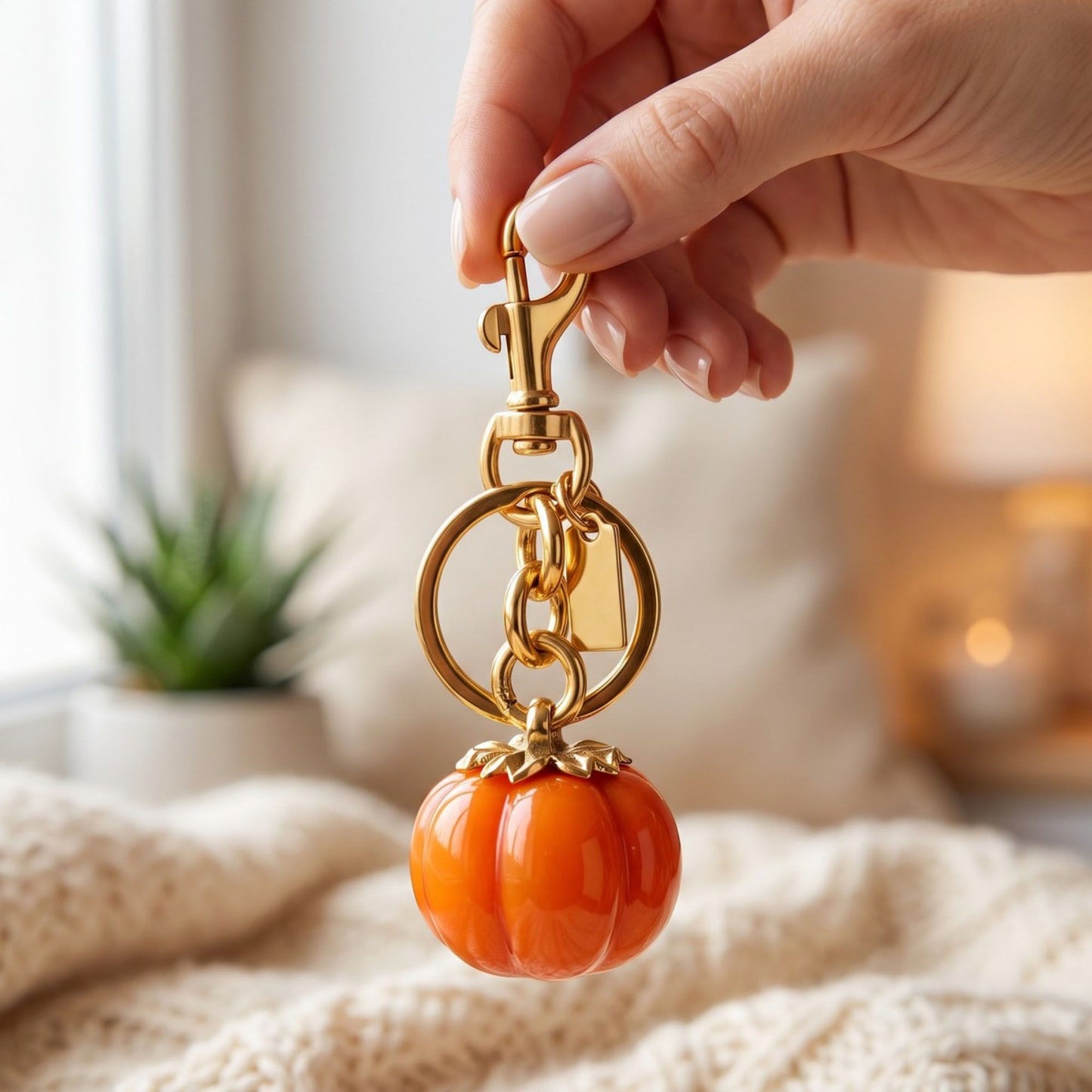 Glitter Pumpkin Keychain and Bag Charm