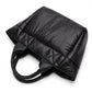 Padded Puffer Tote Bag with Rounded Top Handles and Exterior Front Pocket 13x6.5x4in