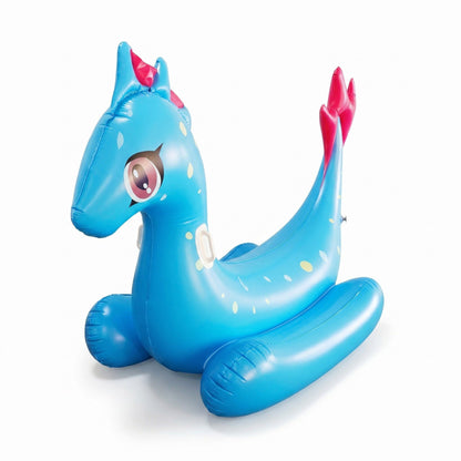 Inflatable Sea Creature Pool Float Ride On with Back Support Durable PVC Water Float for Pool Beach Lake 70.8x31.5x35.4in