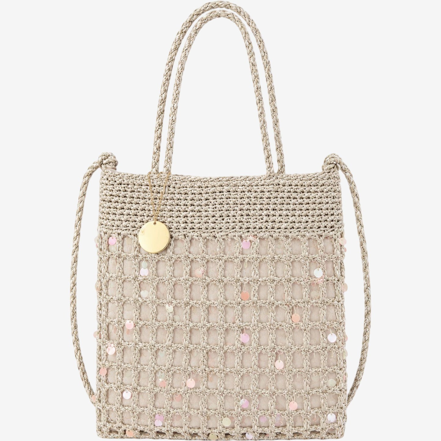 Hand-Crocheted Sequin Crossbody Bag Small Square Shoulder Bag for Phone and Essentials