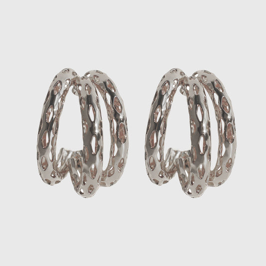 Hollow Out Hoop Earrings - 2.5cm Diameter Hoops