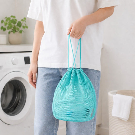 2-Pack Mesh Drawstring Shower Bags, Large and Small Travel Organizer Set