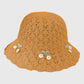 Crochet Straw Sun Hat with Cherry Accents