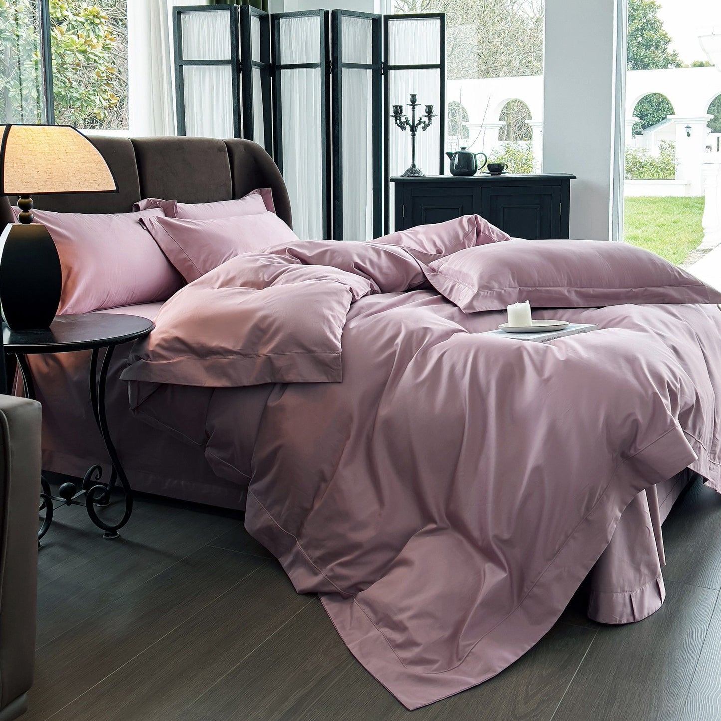 4-Piece Cotton Washed Bedding Set with Duvet Cover Flat Sheet and Pillowcases Soft Smooth Finish