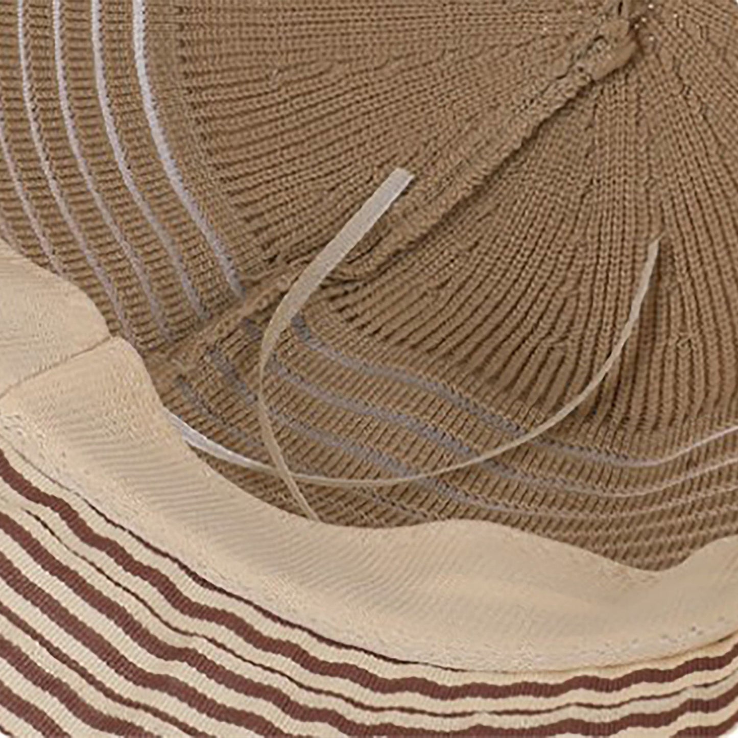 Wide Brim Straw Sun Hat with Contrast Stripe Brim Bow Detail Lightweight Beach Hat