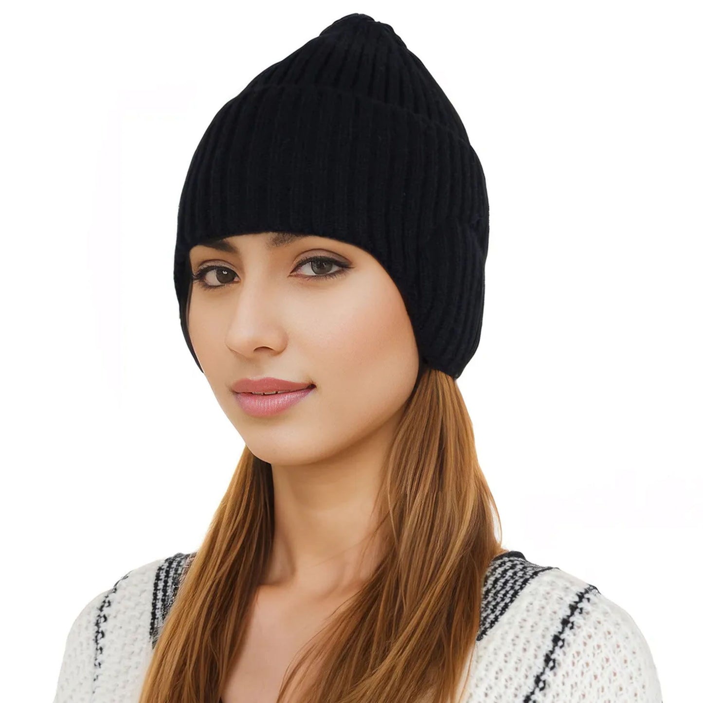 Warm Winter Knitted Beanie Hat with Earflap Daily Headwear
