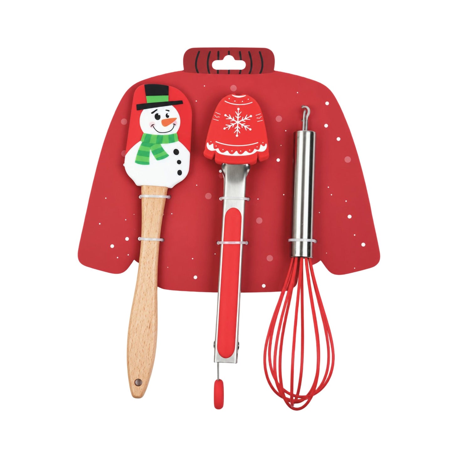 Christmas Baking Tool Set with Rolling Pin Whisk Tongs and Cookie Cutters