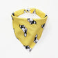 Dog Bandana Scarf Yellow with Black and White Pattern Pet Neck Accessory