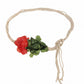 Dual Fabric Flower Braided Wrap Waist Belt Adjustable Floral Statement Waist Jewelry 43.3in